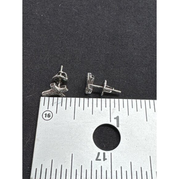 925 Sterling Silver Tiny Cross Stud Earrings With Screw Back - Picture 5 of 5